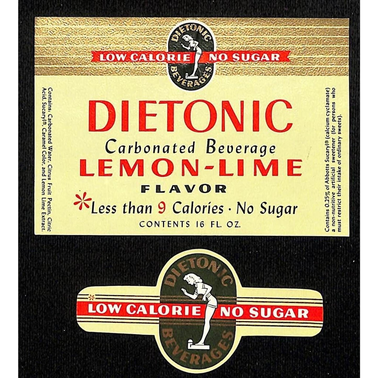 Dietonic Lemon-Lime (White Rock) Paper Soda Label Set c1953 Scarce
