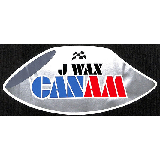 J Wax Can Am Auto Racing Sticker Decal c1970 Checkered Flag 3 1/2' x 8"