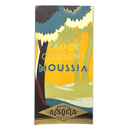 Associa Eau de Cologne Moussia Vintage French Beauty Label NOS Gilt Trees