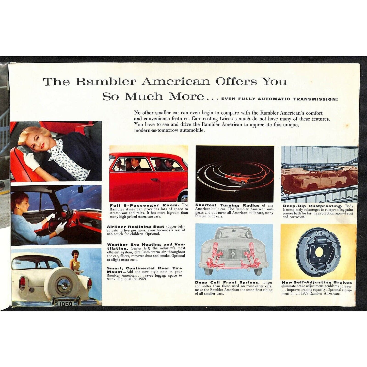 1959 Rambler American Single Sheet Fold-Out Brochure w/ 6 Panels