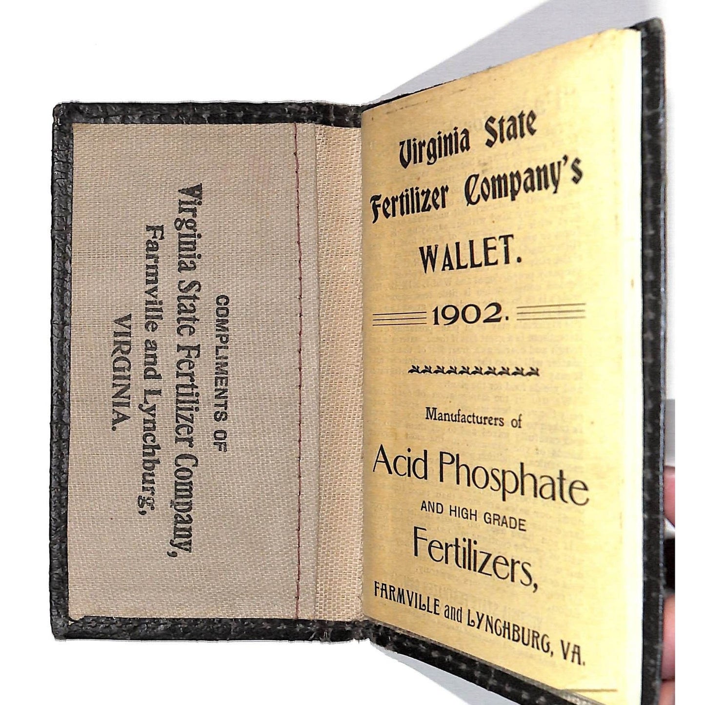 Farmville Lynchburg 1902 Virginia State Fertilizer Co. Wallet / Booklet 40+pp