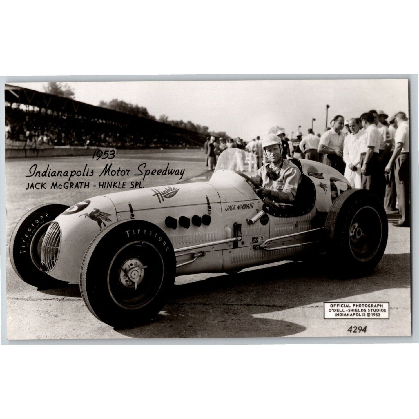 Indy 500 RPPC Postcard "1953 Jack McGrath" Official Race Photo Unposted VGC