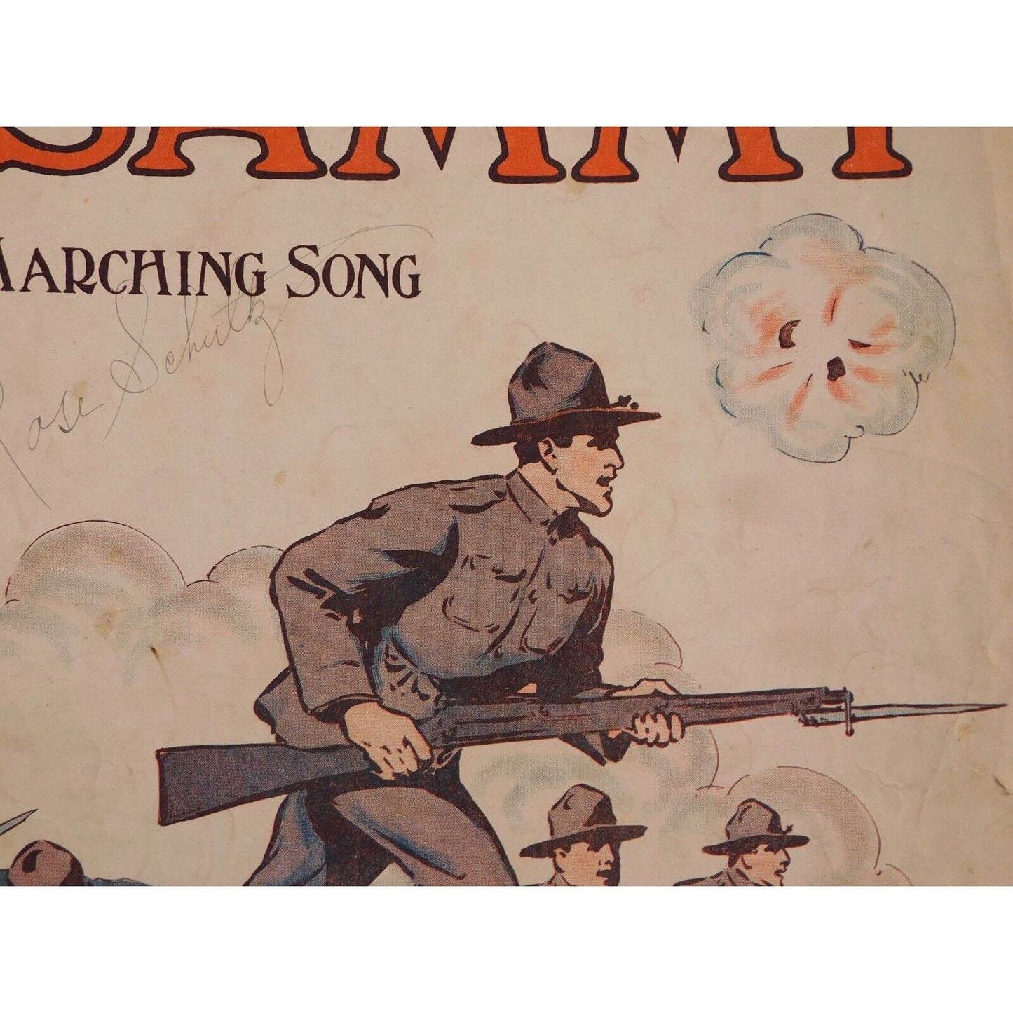 WWI Sheet Music - "Marching Song" Advancing Troops