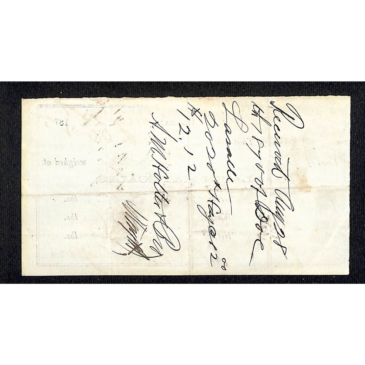 Helena Montana 1875 Gallatin Hay Scales 2020 lbs. Receipt / Billhead