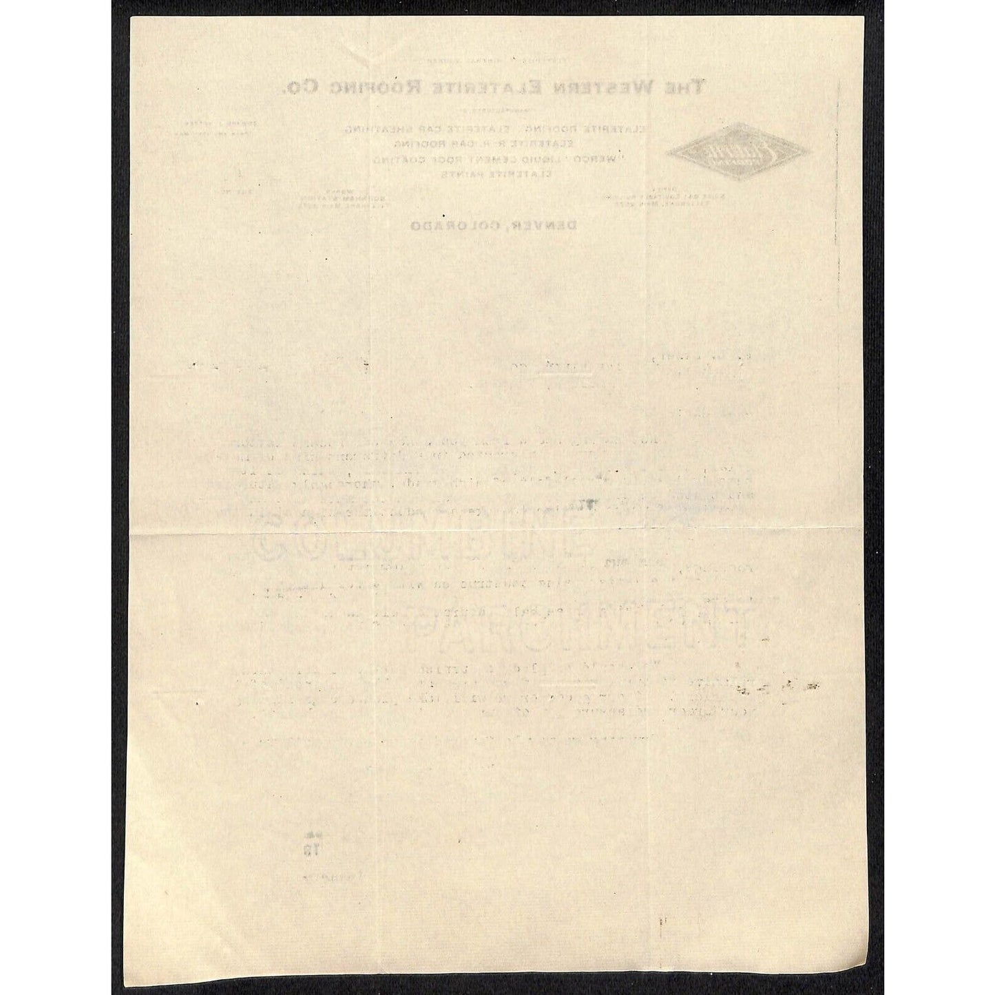 Denver, CO The Western Elaterite Roofing Co. 1905 Letterhead / Whitlach Mining