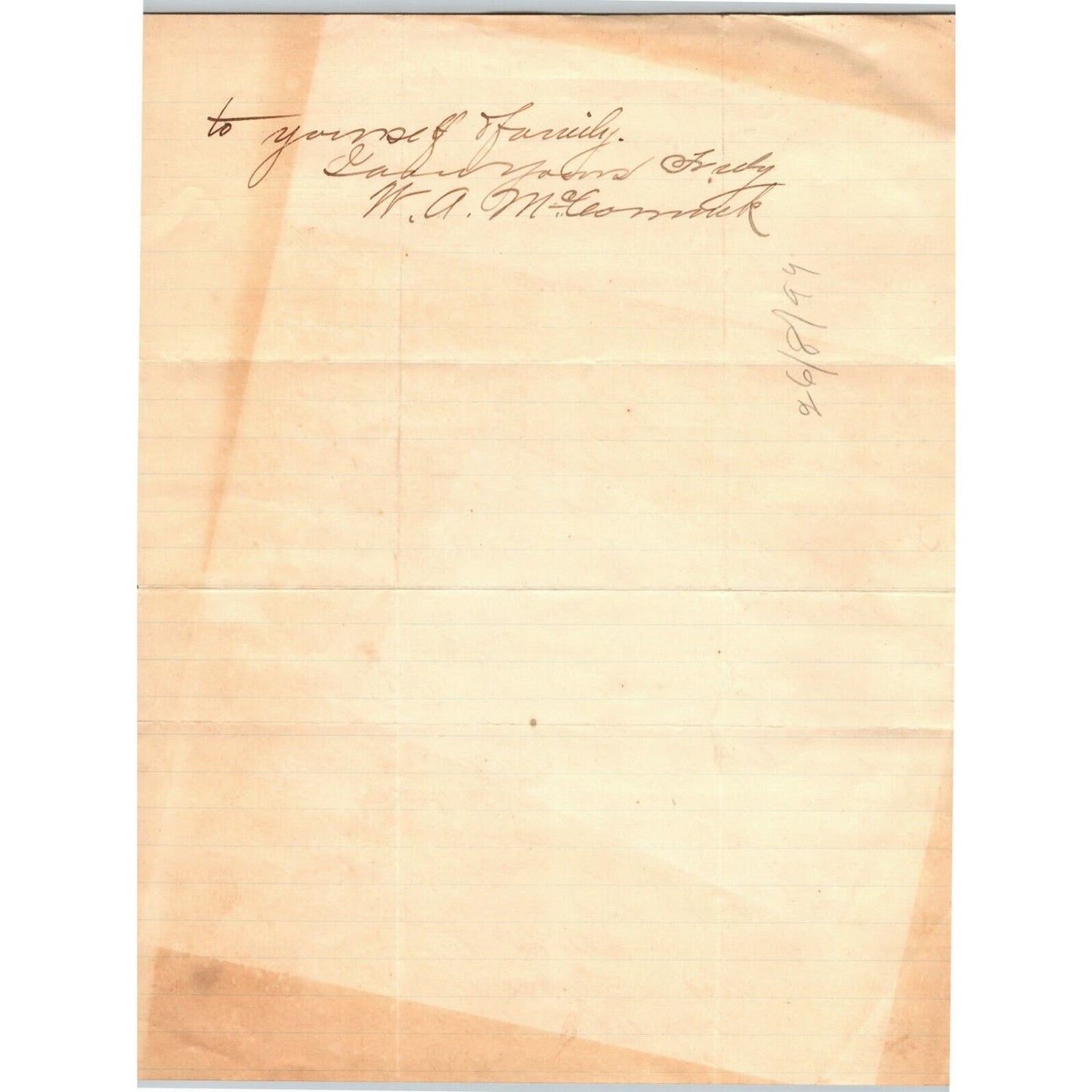 1899 Scarce New River Depot, VA Letterhead W.A. McCormick Insurance Tombstones