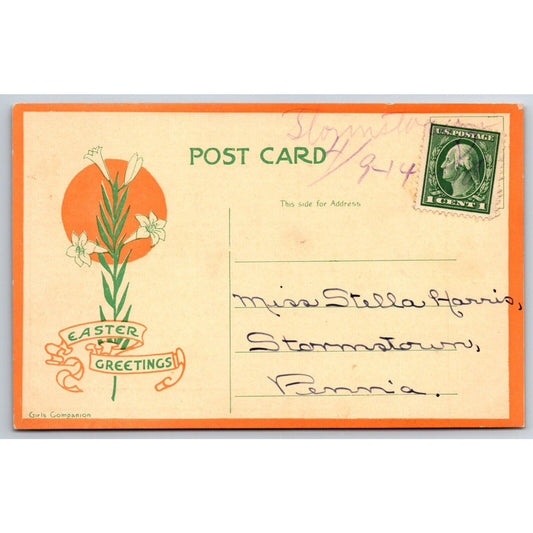 Easter Postcard Girls Companion "Easter Greetings" PM c1914
