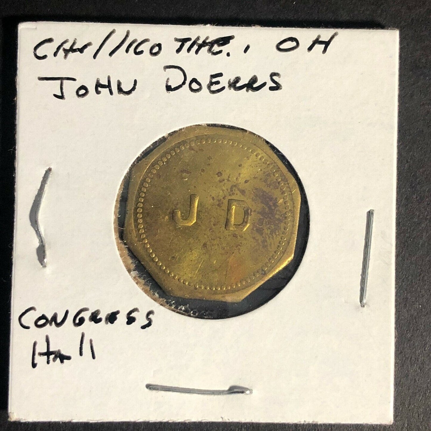 (John Doerr Lumber Wilmette, IL ?) "J.D." Token - G/F 10c In Merch. 22.5mm