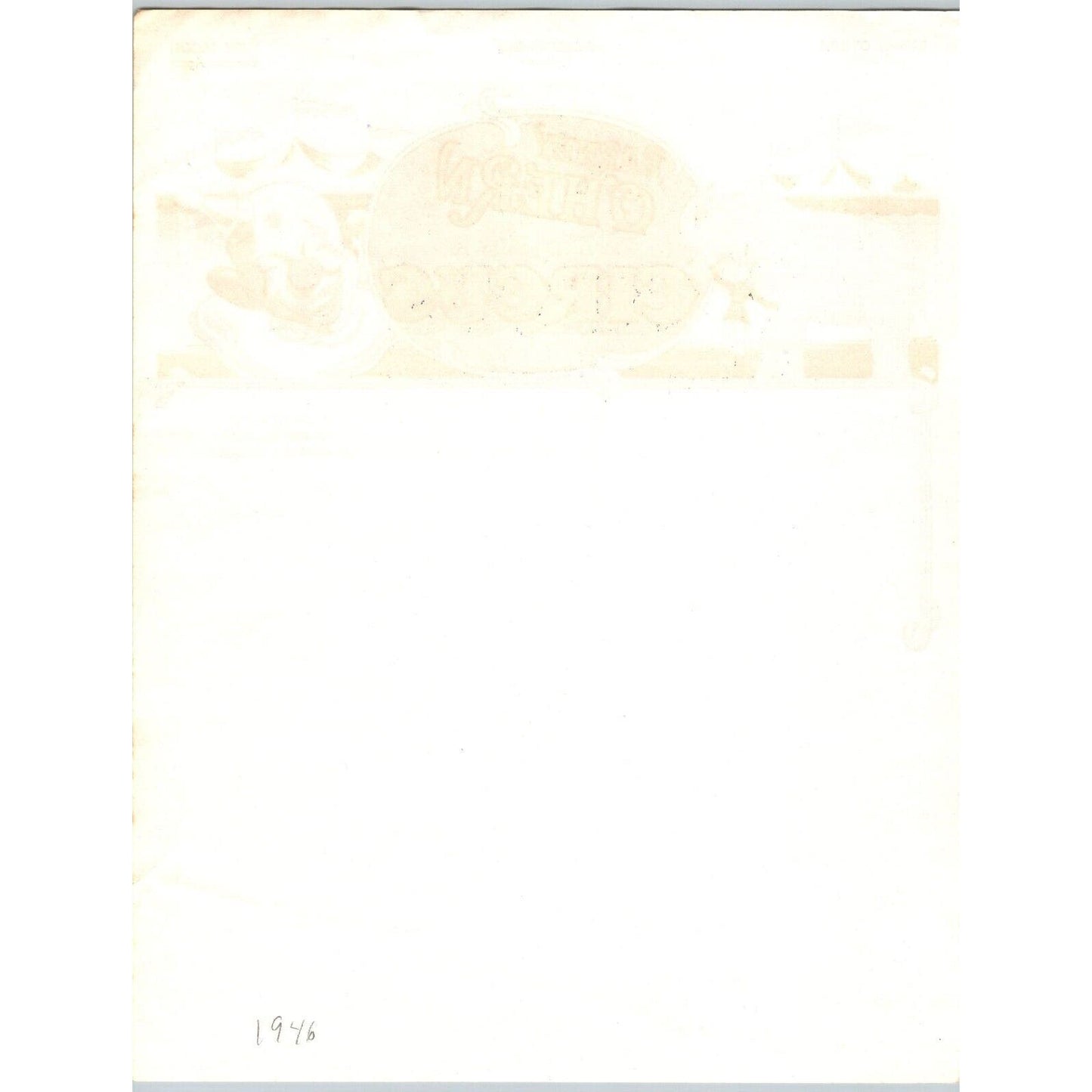 Barney O'Hern World Wide Circus Letterhead Elephant Clown Big Top c1946 Scarce