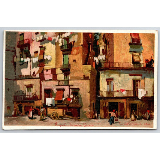 Naples ? Apartment & Street Scene Postcard c1901-1907 NP