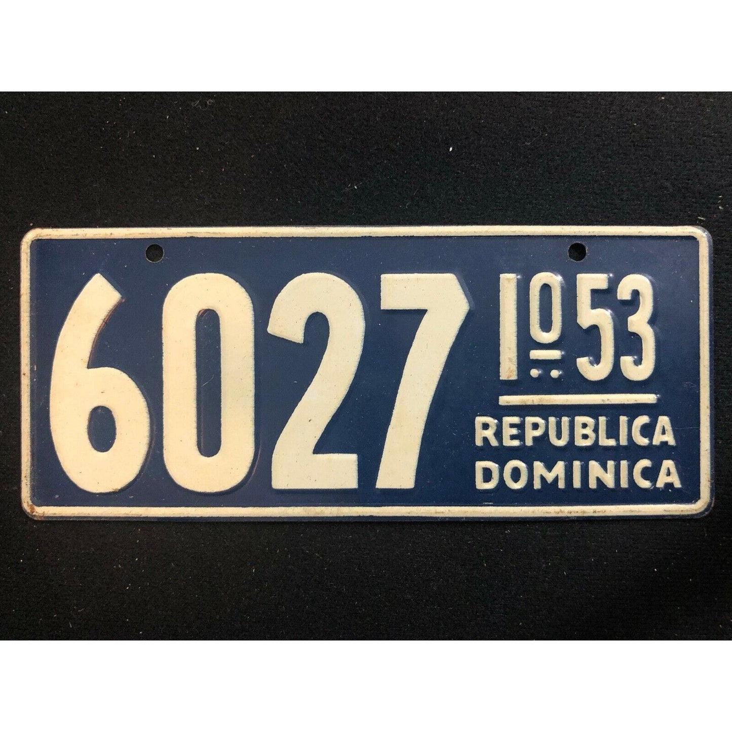 1953-54 General Mills Wheaties Tin Mini Bicycle License Plate Republica Dominica