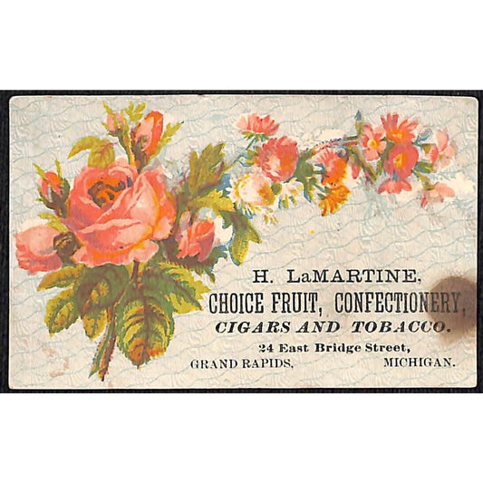 Grand Rapids H. La Martine Fruit Confectionery Cigars Victorian Trade Card