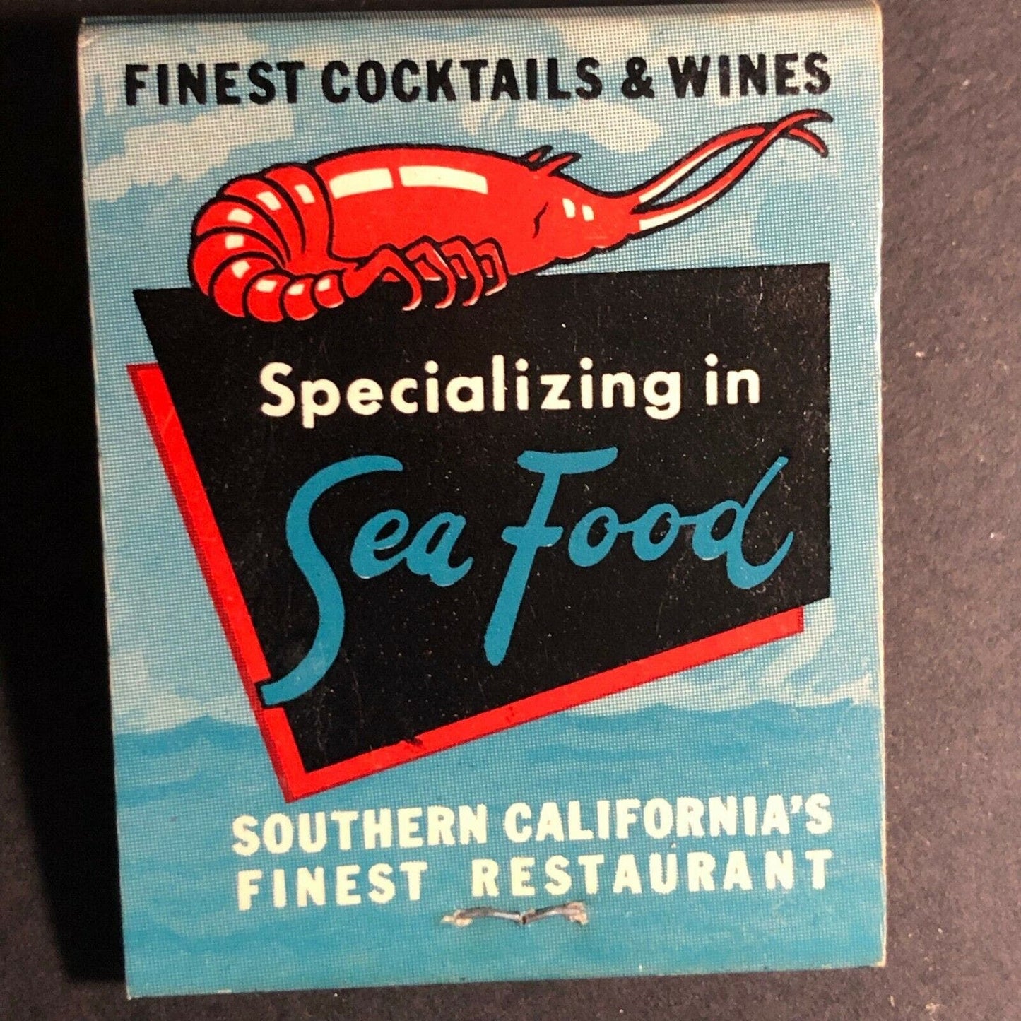 Vintage c1960's-75's Full Matchbook Anthony's Fish Grottos Swordfish Seafood