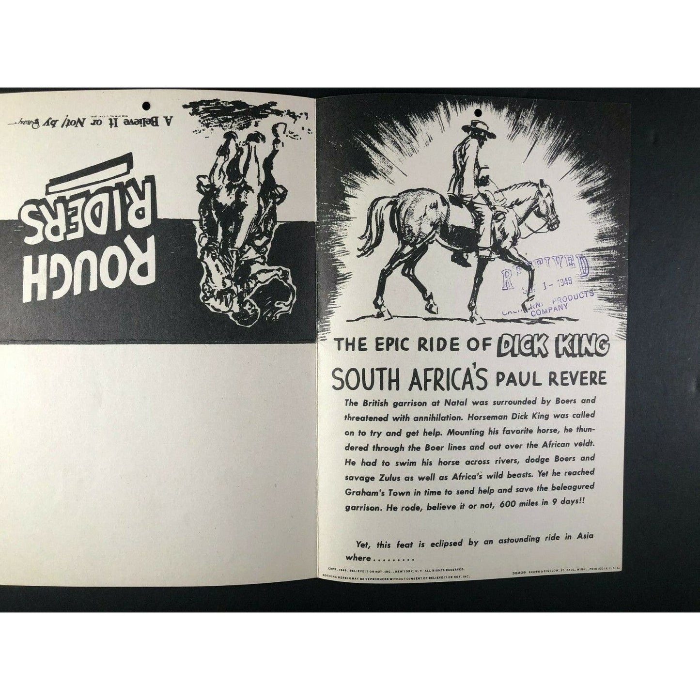 Ripley's Believe It Or Not - Calendar Advertising - September 1948 - Tzern