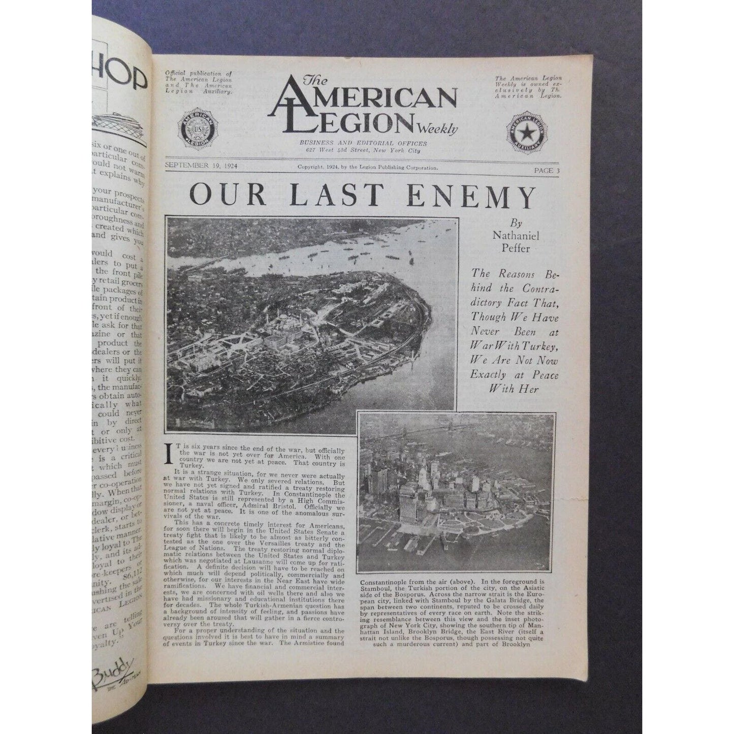 "The American Legion Weekly" Sept 19 1924 - 22 pgs.