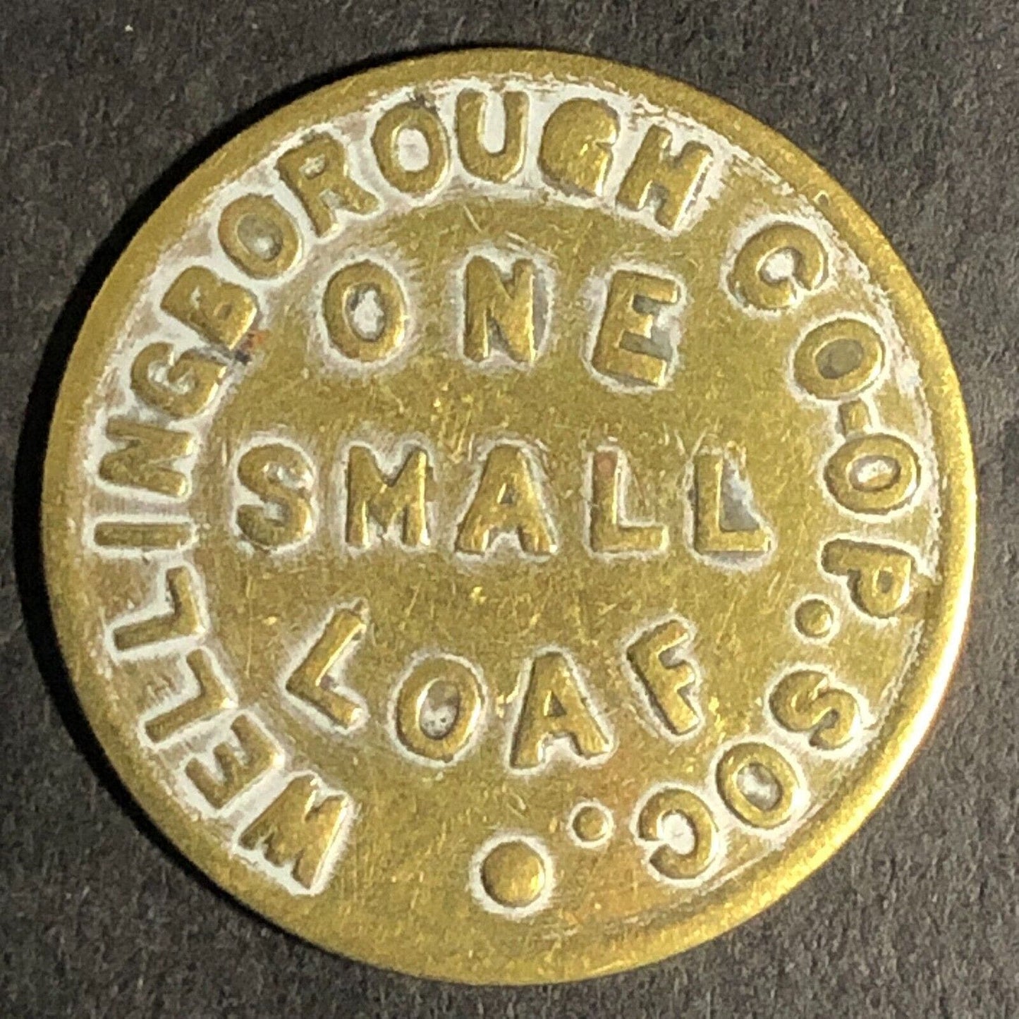 Wellingborough CO-OP Society Brass "One Small Loaf" Trade Token 22.5mm