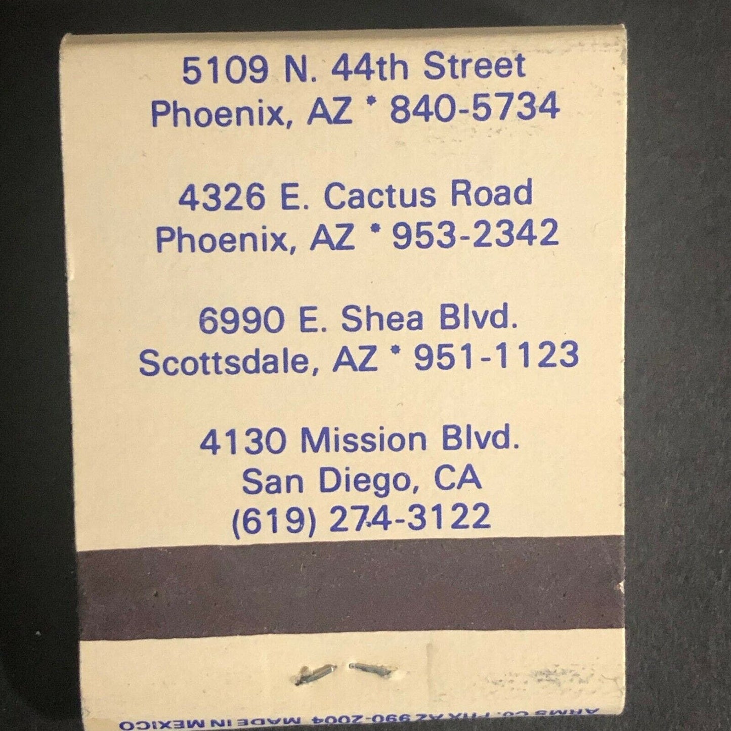 Scarce c1970's-80's Full Matchbook "The Eggery" Phoenix Scottsdale AZ