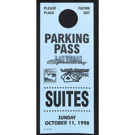 1998 Las Vegas Speedway 500K Hanger Suites Parking Pass - VGC