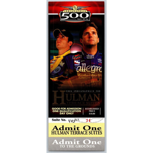 2004 Indy 500 Qualification Day Hulman Terrace Suites Unused Ticket IMS #34