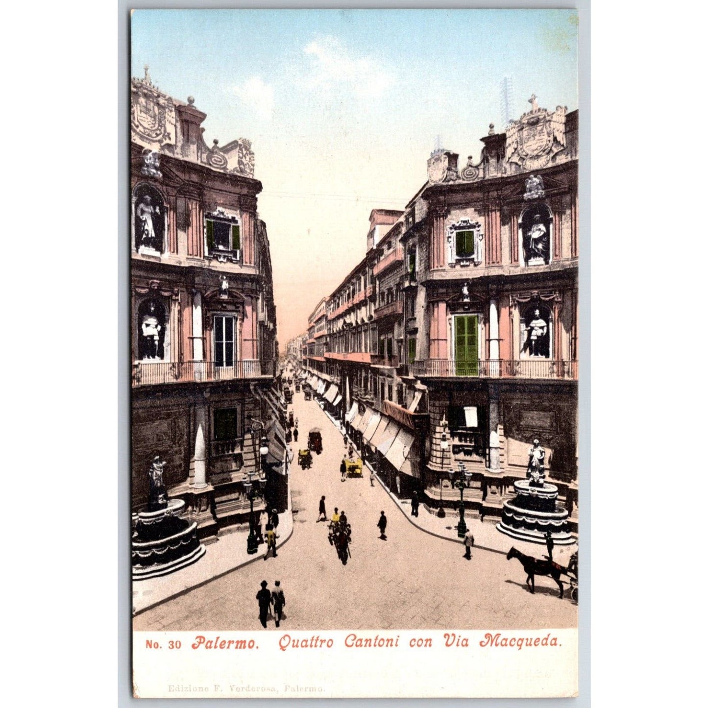 Quattro Cantoni Via Macqueda Palermo Sicily Italy Postcard c1901-1907 NP