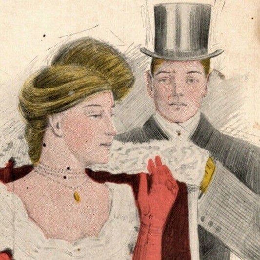 c1907 Vintage Society Girls Series "The Opera" Signed Hemsteger Postcard