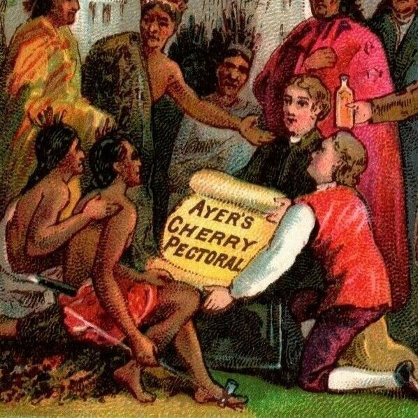 Victorian Trade Card Ayer's Cherry Pectoral - Penn's Treaty Scene