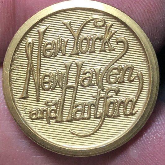 New York New Haven Hartford NH Railroad Brass Uniform Button 3/4" dia Scovill