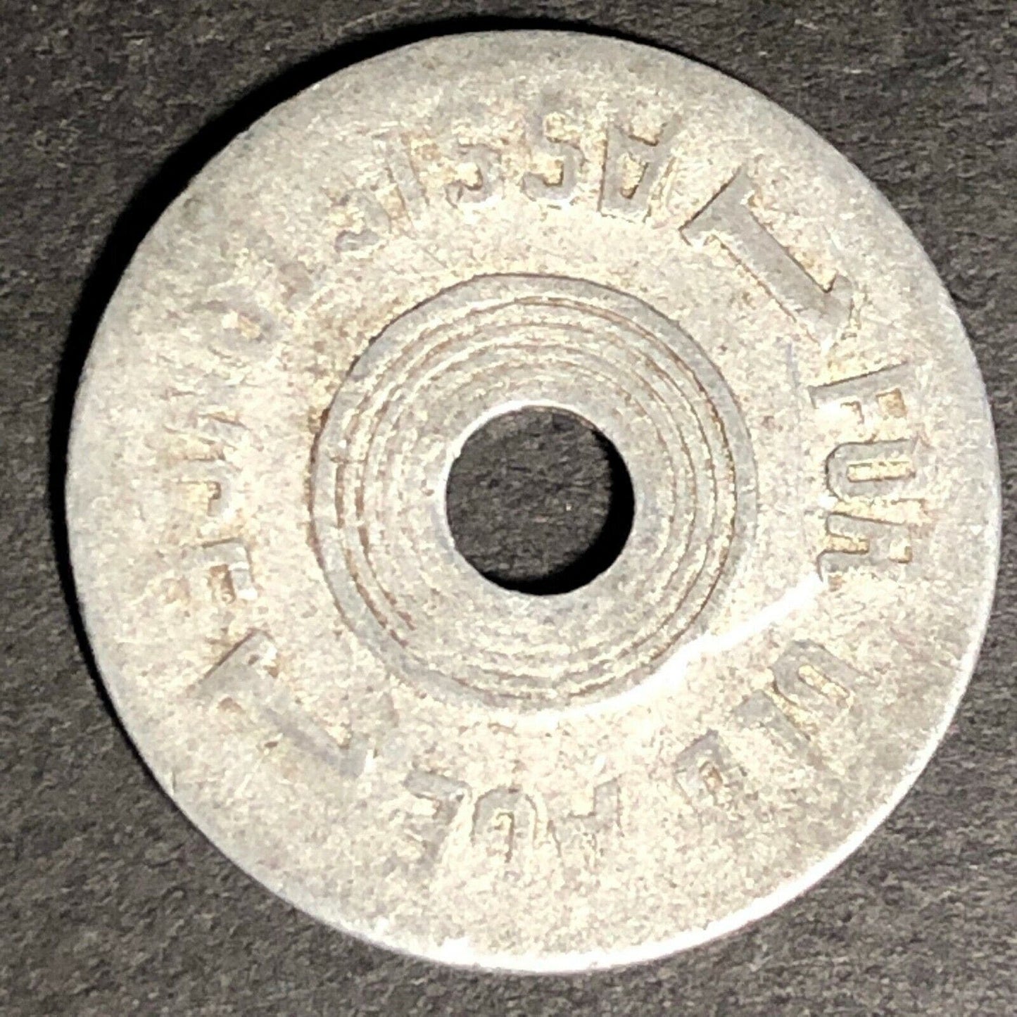 22.5mm Aluminum Consumer's Tax / Old Age Assistance "1" Token - Worn