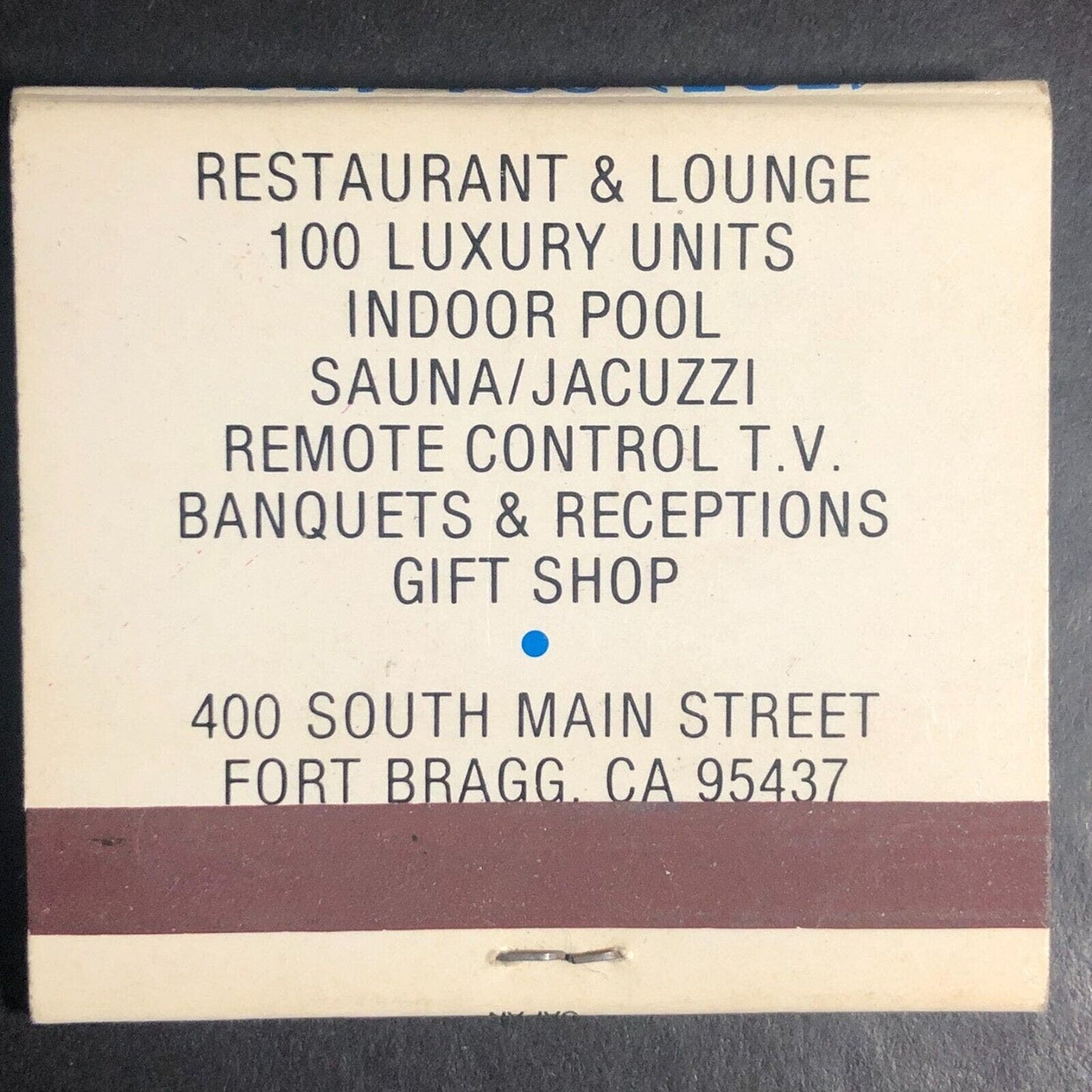 Fort Bragg, CA Tradewinds Lodge Full Matchbook c1975-85 "Skunk Train Passage"