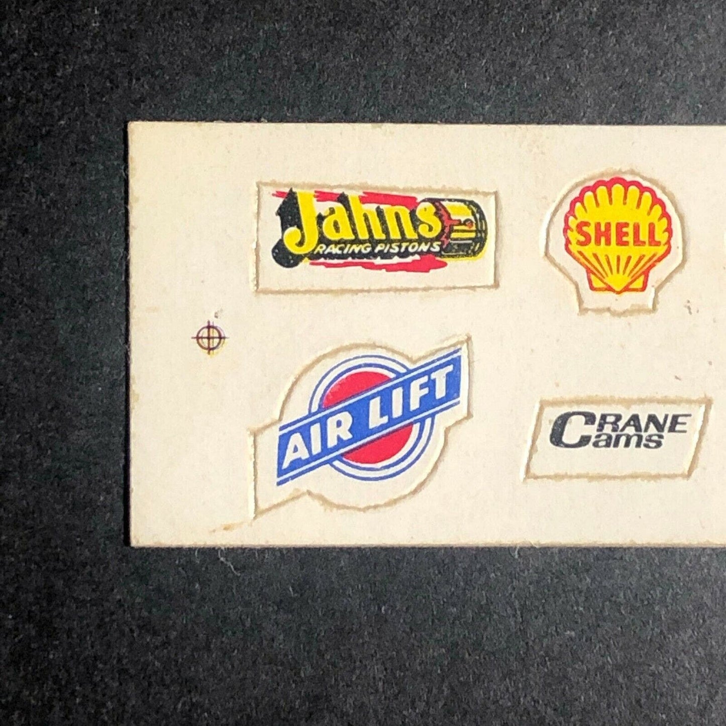Vintage c1960's 10 Racing Tiny Sticker Sheet of 10 Co's Hooker Bell Hurst Shell
