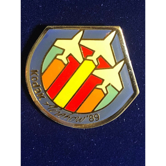 1989 Kodak Lapel Hat Pin - Airshow '89 - Jets Flying w/ Colorful Lines