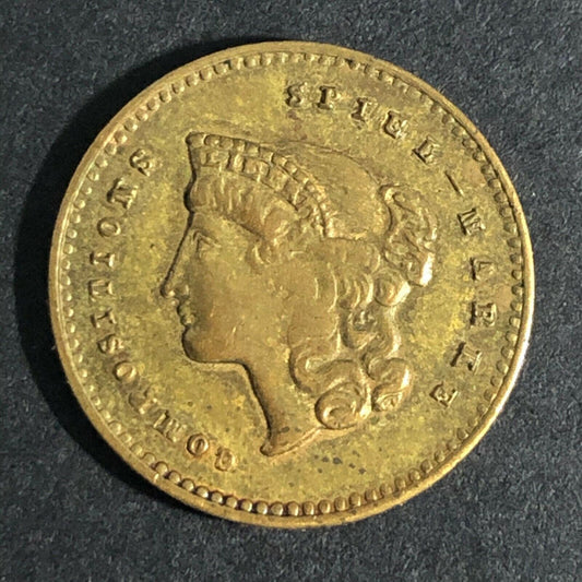 15.25mm Brass $1 Liberty Head Jeton Compositions Spiel Marke Token - Fauver