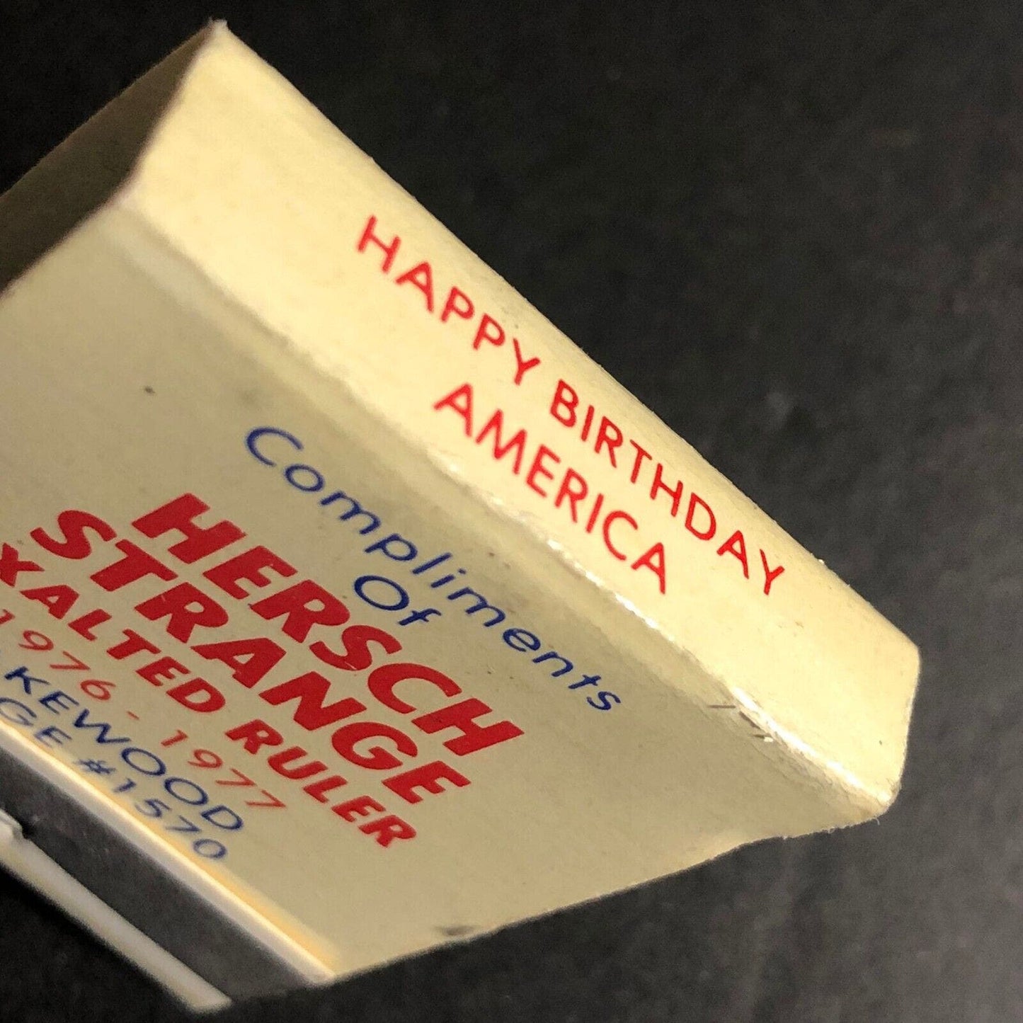 Hersch Strange Exalted Ruler Lakewood Matchbook c1976 VGC 20-Strike BPOE