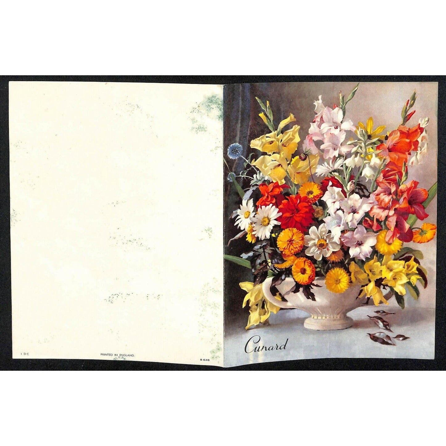 1954 Cunard Queen Mary Cruise Line Dinner Menu Sept. 8 - Flowers