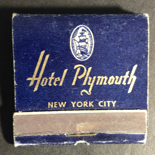 Hotel Plymouth New York City 30-Strike -2 Matchbook c1940's VGC Scarce