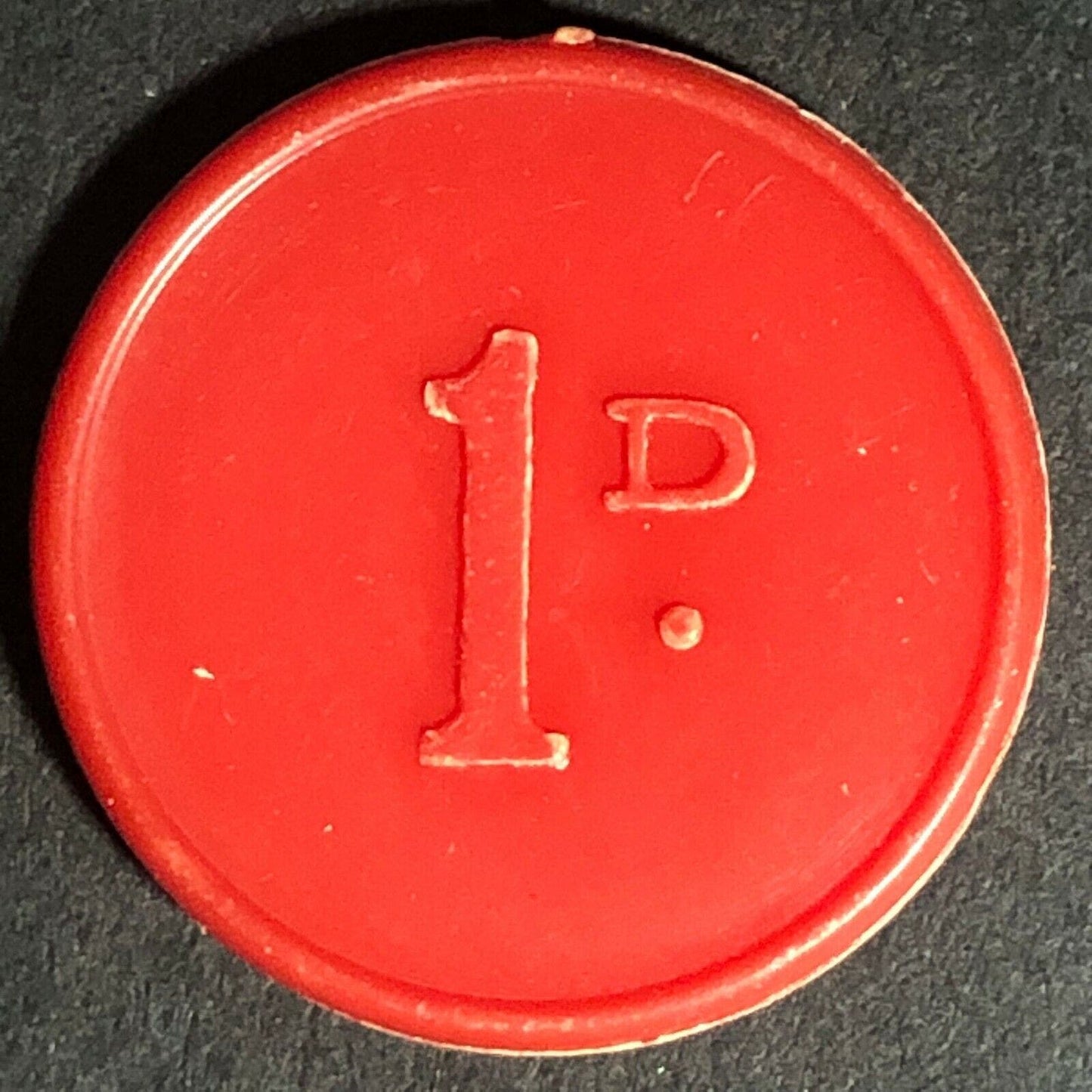 Yorkshire W.D. Transport England Plastic Token Red 1D 22mm c50's-60's