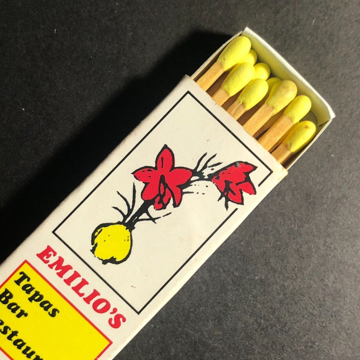 Emilio's Tapas Restaurant Hillside IL Matchbox Matchbook c1988-90's VGC Scarce