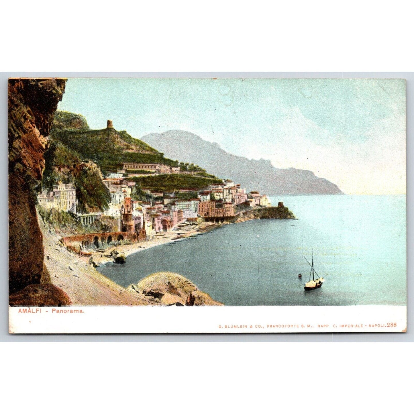 Italian Postcard Amalfi Panorama Coastline Overview 1901-1907 NP VGC
