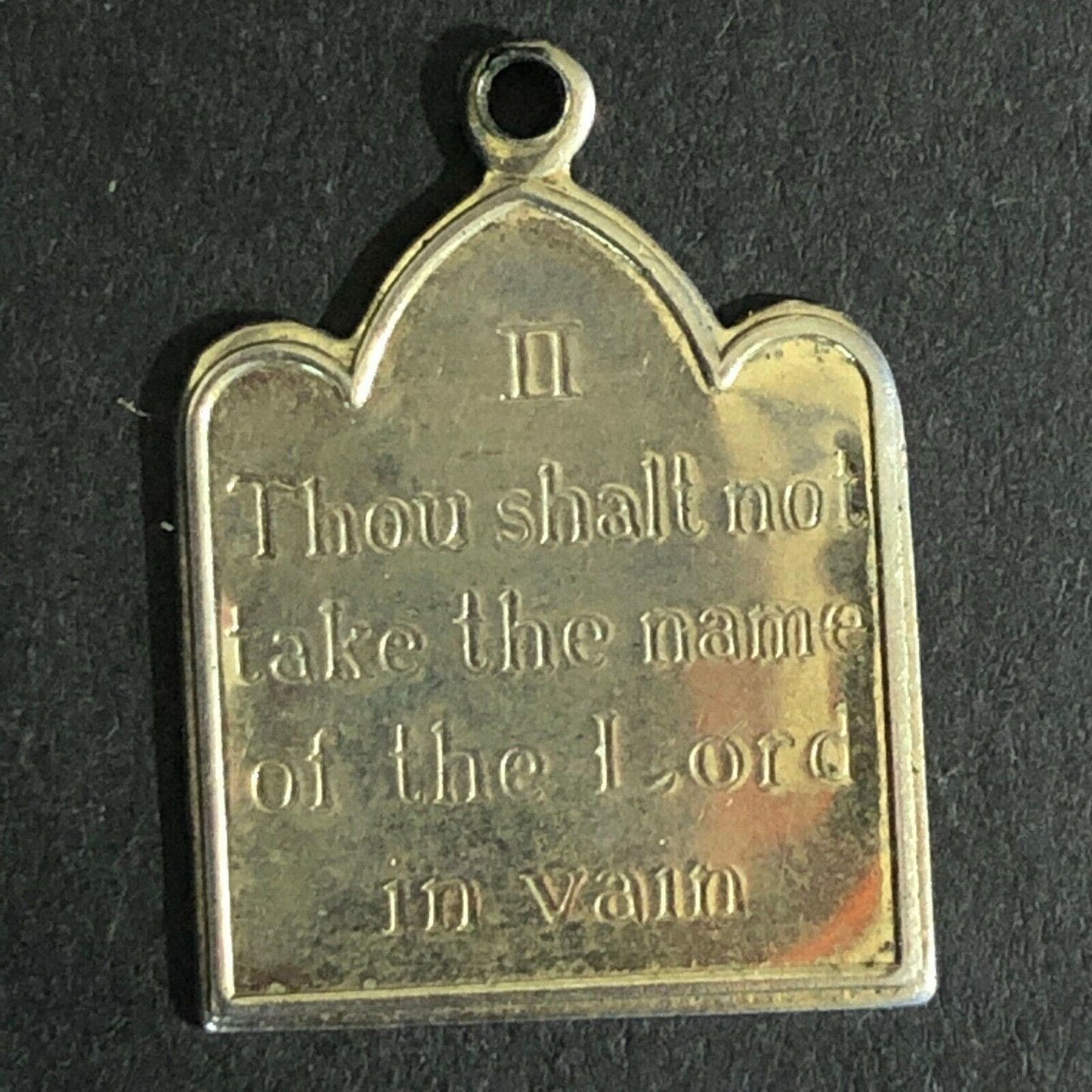 Vintage 17mm x 23mm Pendant Ten Commandments - II "..Lord's Name in Vain"