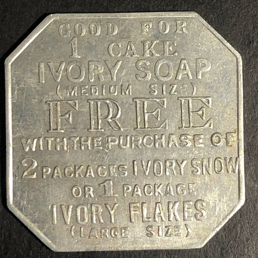 Ivory Flakes Soap Procter and Gamble Alum Trade Token "35" 28mm c1920-30's