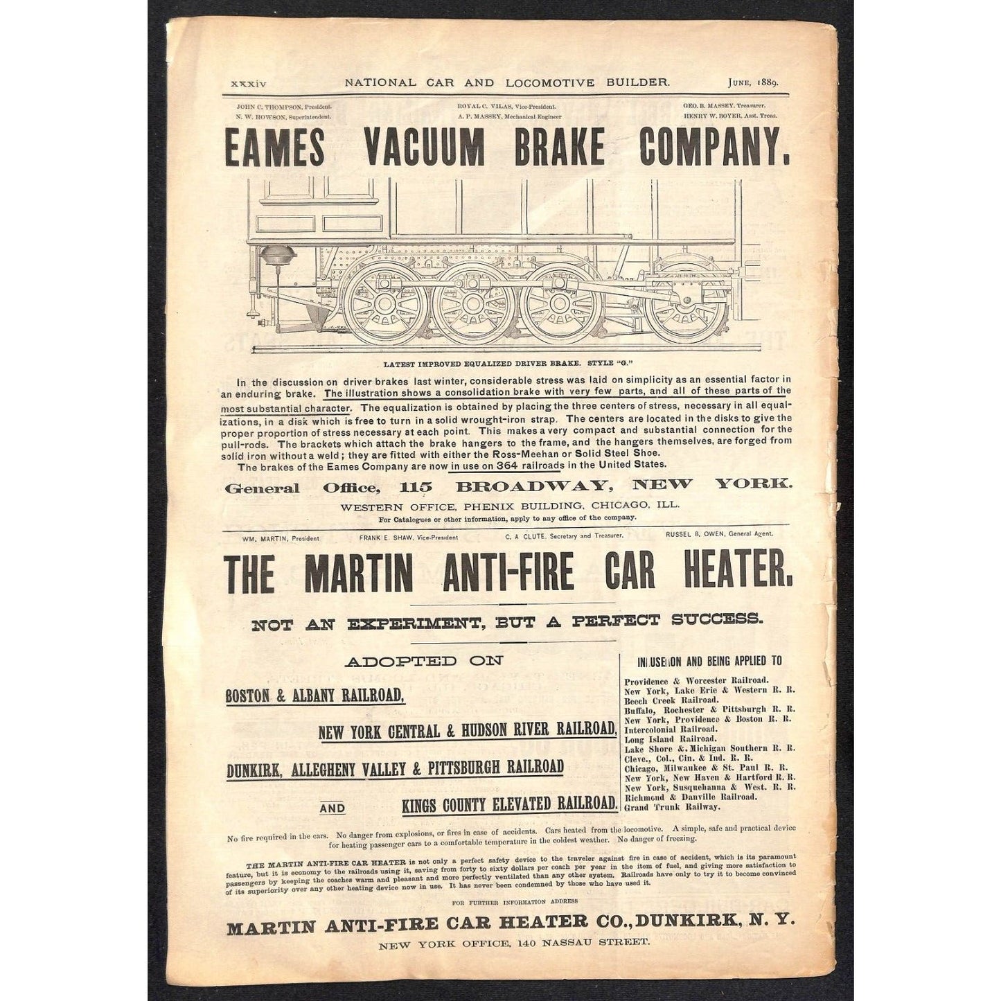 National Car and Locomotive Builder Railroad June 1889 50pp Large & Very Scarce