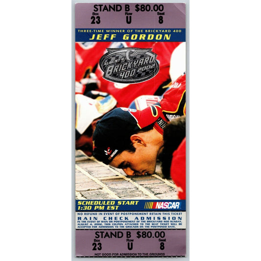 2002 Brickyard 400 Indianapolis Motor Speedway Ticket Stub - Seat 8