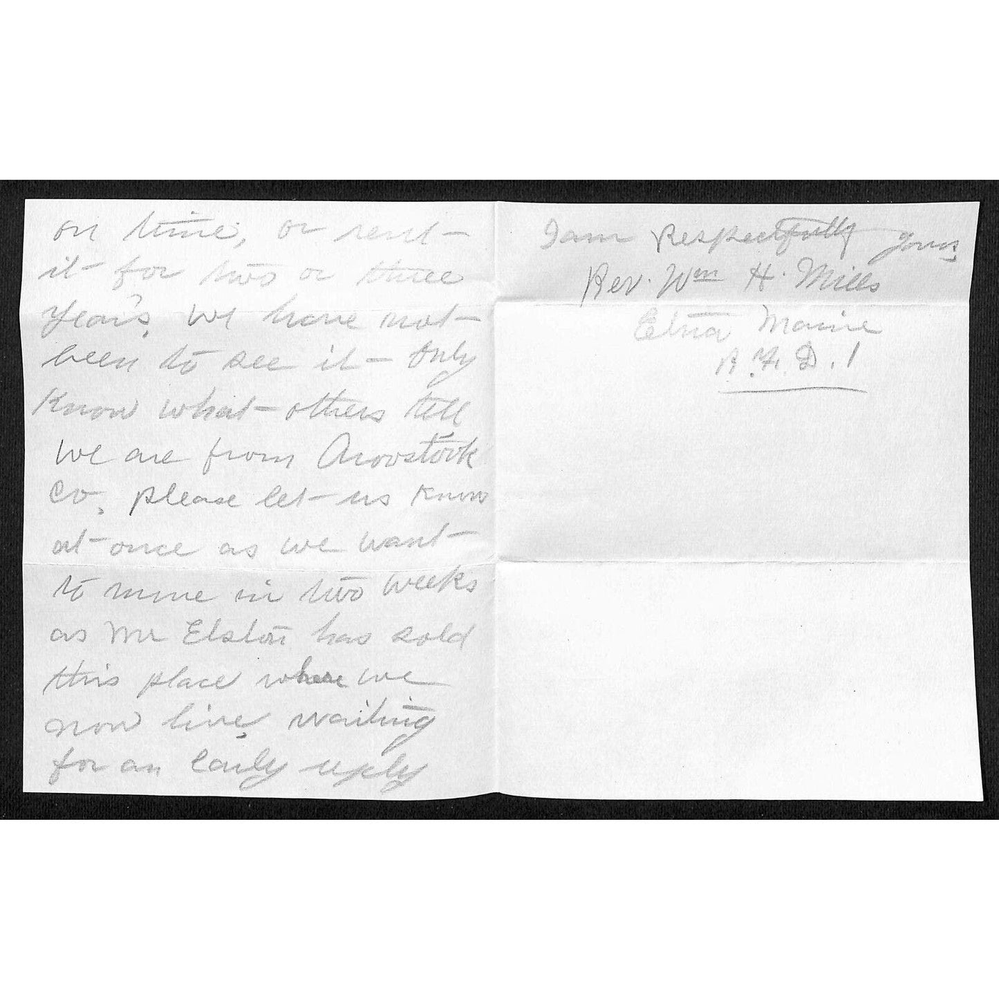 Newburgh ME Amos W. Knowlton* 1915 Rev. Wm. H. Mills ALS re: Real Estate