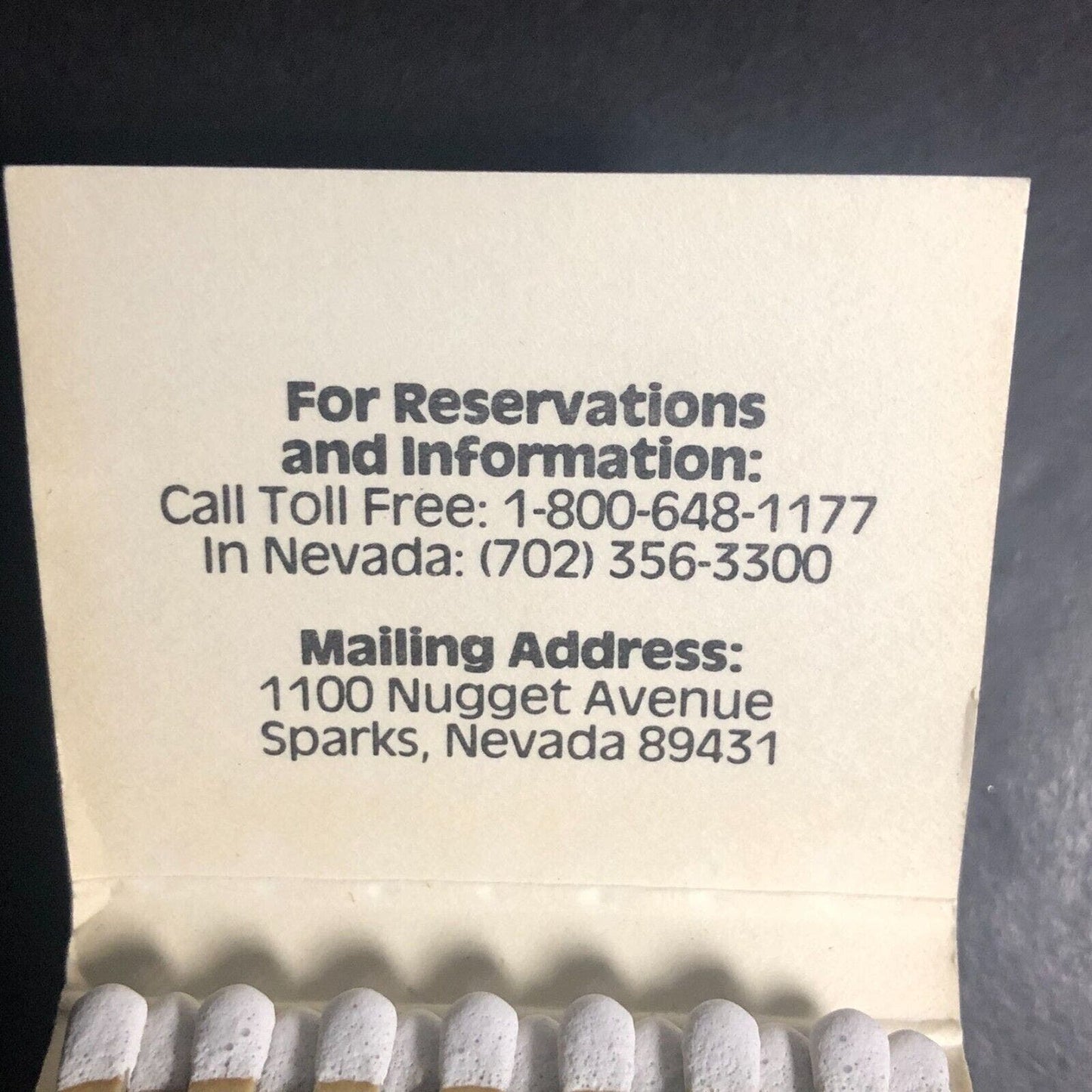 John Ascuaga's Nugget Hotel Casino Sparks, NV Full Matchbook c1980's