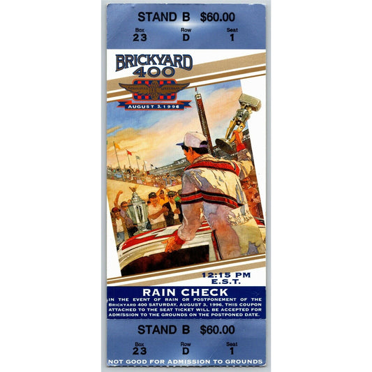 1996 Brickyard 400 Indianapolis Motor Speedway Ticket Stub - Seat 1