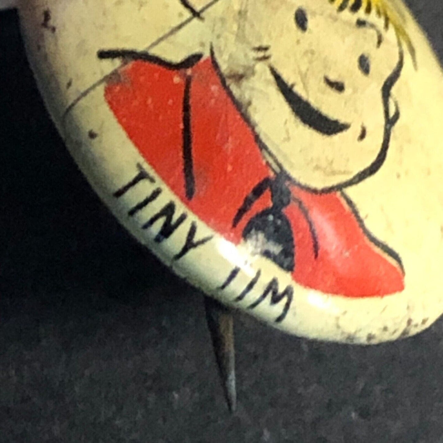 Tiny Tim Kellogg's Pep Cereal Steel Pinback Button c1945-47