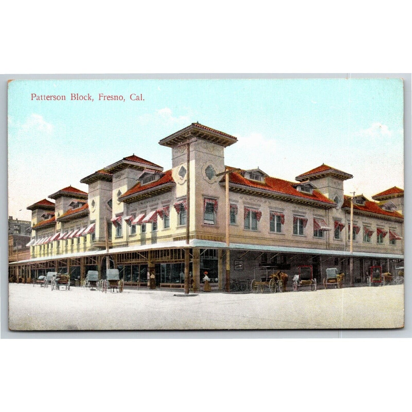 Vintage c1912 Postcard Patterson Block, Fresno, CA Unposted VGC