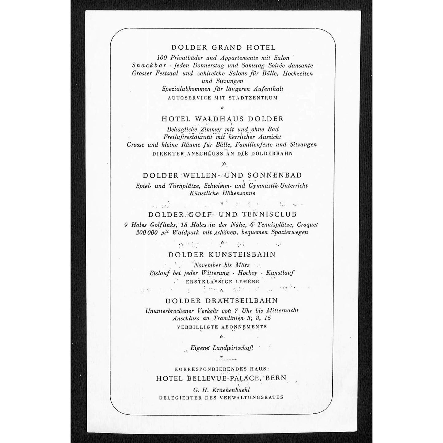 1953 Dolder Grand Hotel Zurich Dinner Menu Card