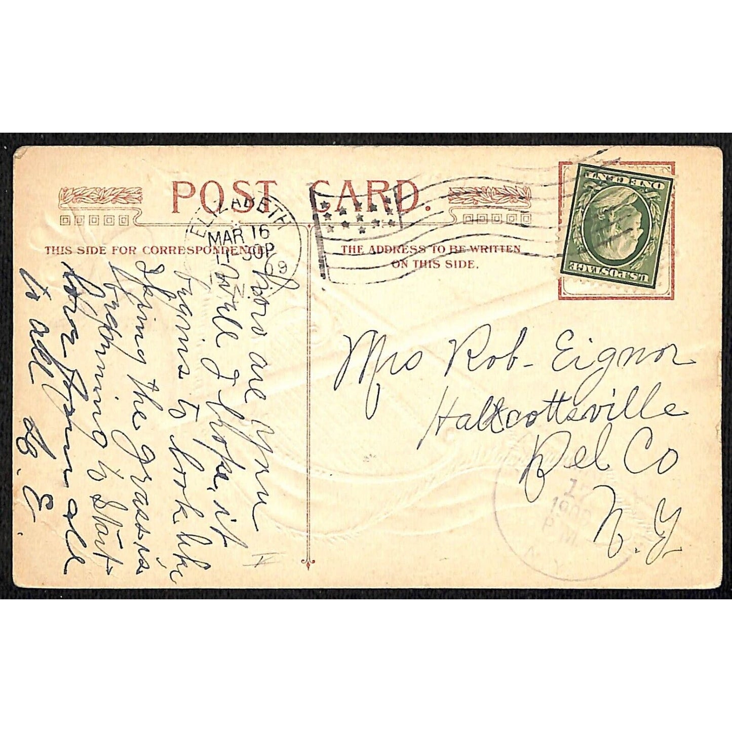 St. Patrick's Day Greetings Postcard Clay Pipe Clover Flag Harp Embossed PM 1909