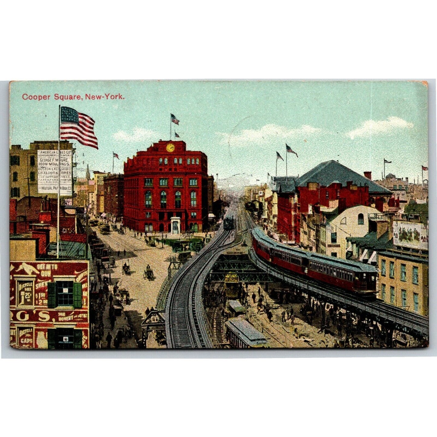 Vintage c1912 New York Postcard "Cooper Square"